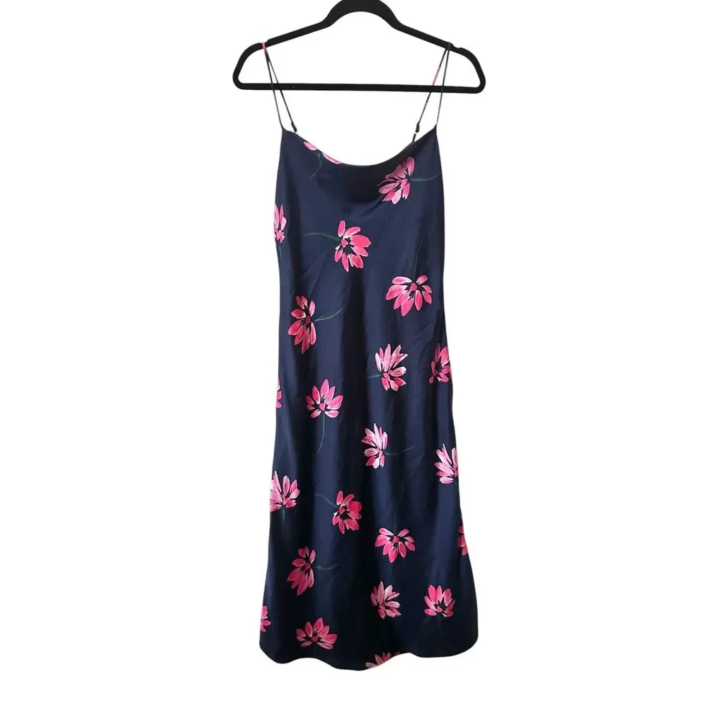 ALL IN FAVOR Floral Slip‎ Midi Dress Navy Small